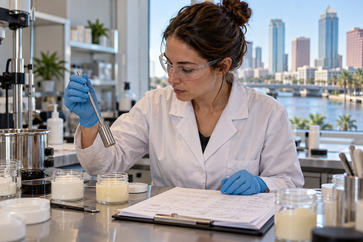 Formulation quality control and batch record verification at AuraGlow Tampa